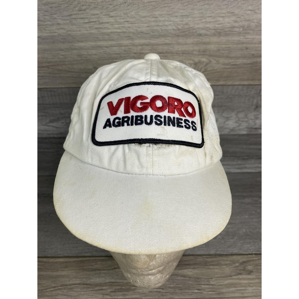 Vintage Vigoro Agribusiness Hat Cap One Size White Twill Farm Promo Mens 80s